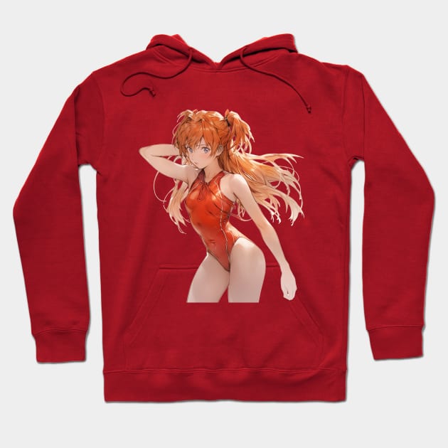 Asuka Langley Soryu Neon Genesis Evangelion Red Swimsuit Hoodie by Graphicvibestore